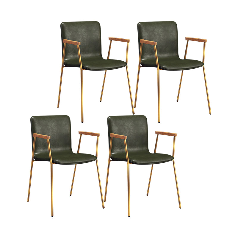 Scandinavisch ontwerp vaste achterarm zijstoel Leather Lederen Dining zijstoel