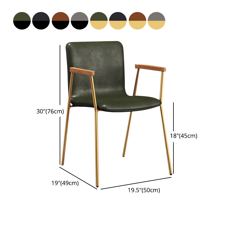 Scandinavisch ontwerp vaste achterarm zijstoel Leather Lederen Dining zijstoel