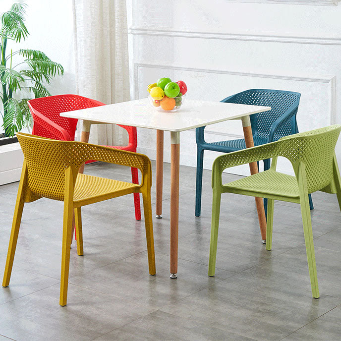 Silla de comedor de cocina escandinava de plástico, sillón con respaldo sólido
