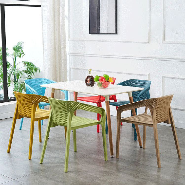 Silla de comedor de cocina escandinava de plástico, sillón con respaldo sólido