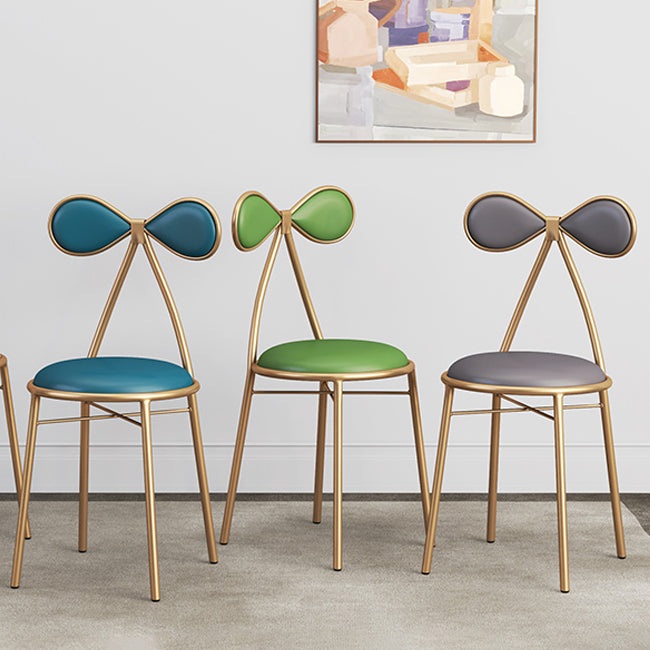 Silla lateral sin brazos de diseño nórdico, silla lateral de comedor de cuero con respaldo abierto
