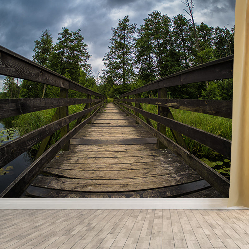 Photography Wall Mural Wallpaper Wooden Bridge Sitting Room Wall Mural