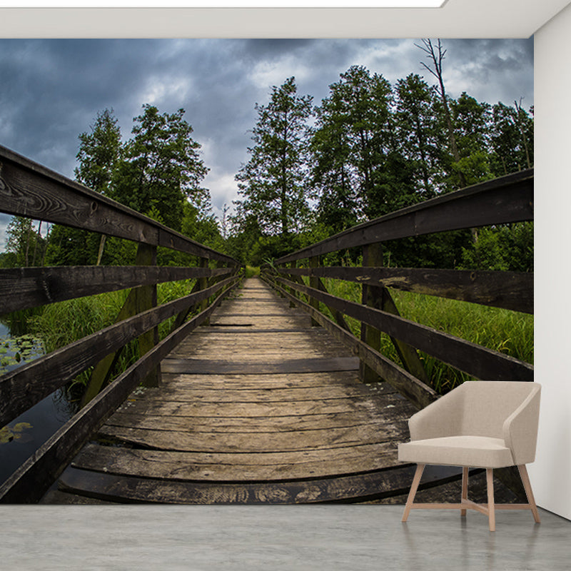 Photography Wall Mural Wallpaper Wooden Bridge Sitting Room Wall Mural