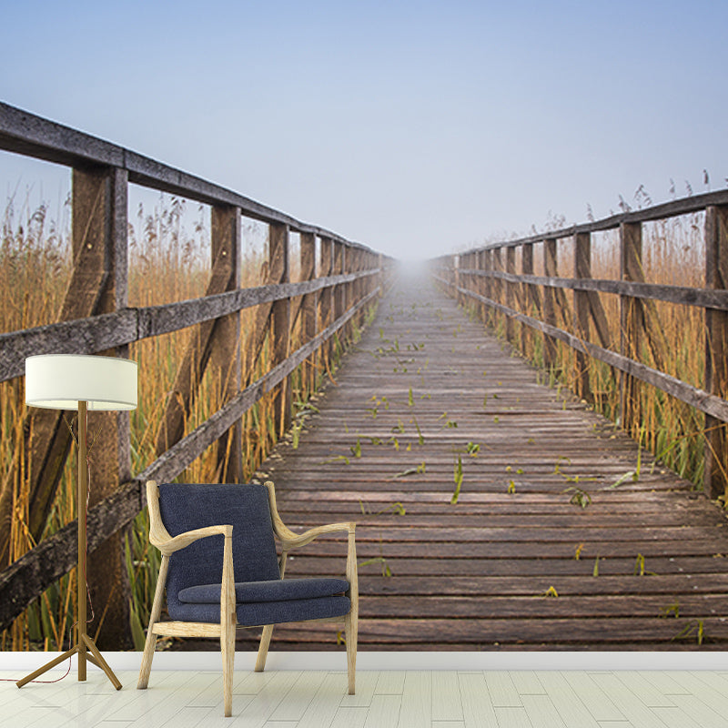 Photography Wall Mural Wallpaper Wooden Bridge Sitting Room Wall Mural
