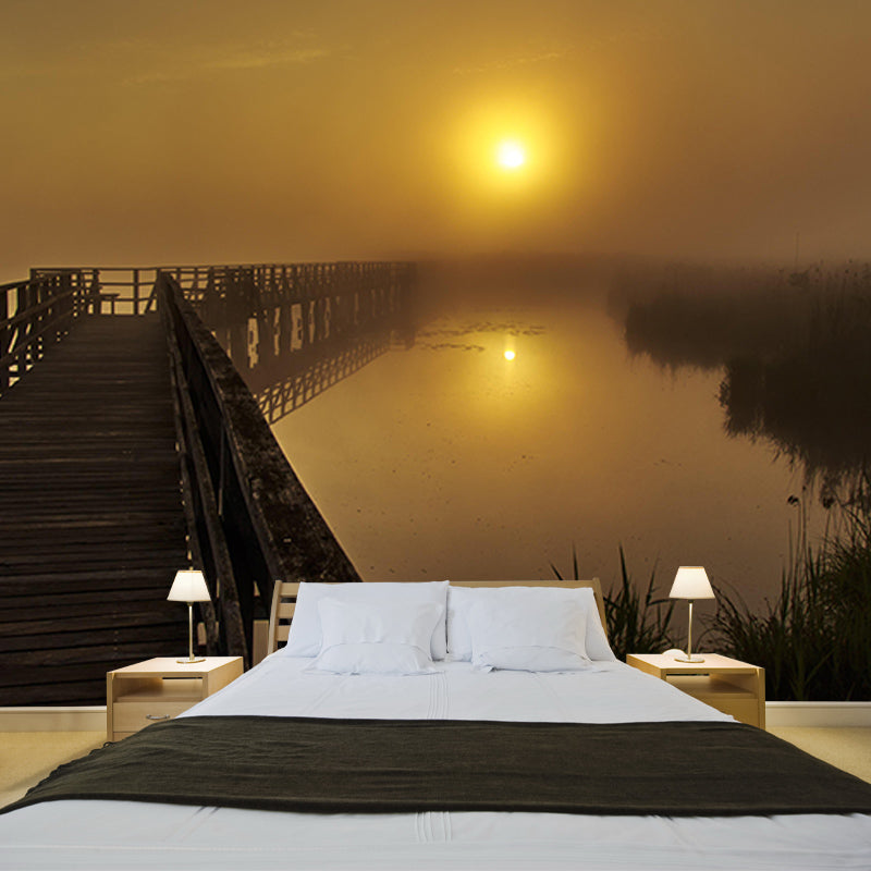Wooden Bridge Photography Mildew Resistant Wallpaper Sleeping Room Wall Mural