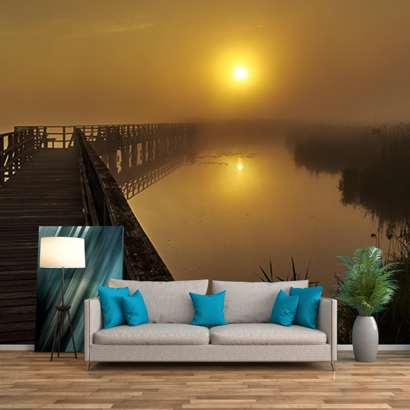 Wooden Bridge Photography Mildew Resistant Wallpaper Sleeping Room Wall Mural