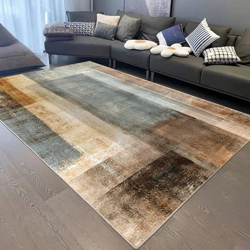 Dark Brown Graphic Rug Polyester Simple Rug Non-Slip Backing Rug for Home Decor