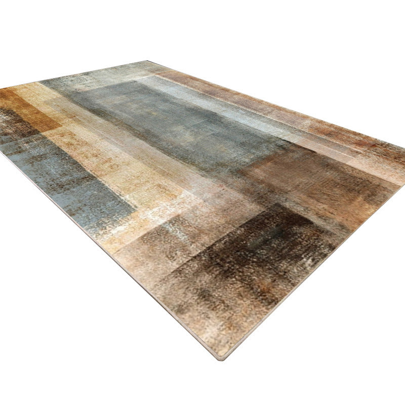 Dark Brown Graphic Rug Polyester Simple Rug Non-Slip Backing Rug for Home Decor