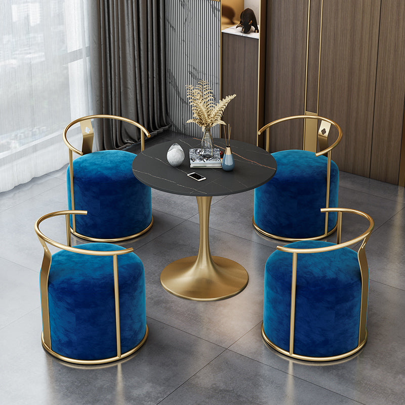 Contemporary Design 1/4/5 Pieces Dining Set Round Dining Room Table Set with Fabric Chairs