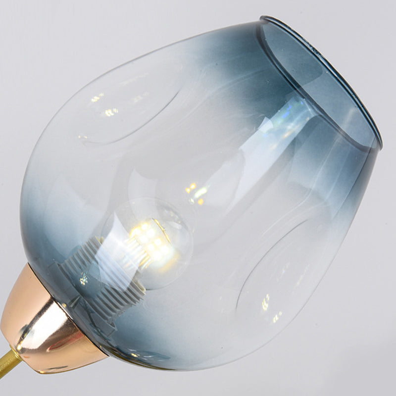 Nordic Bell Shape Ceiling Light Glass Shade Multi Light Flush Mount Light for Bedroom