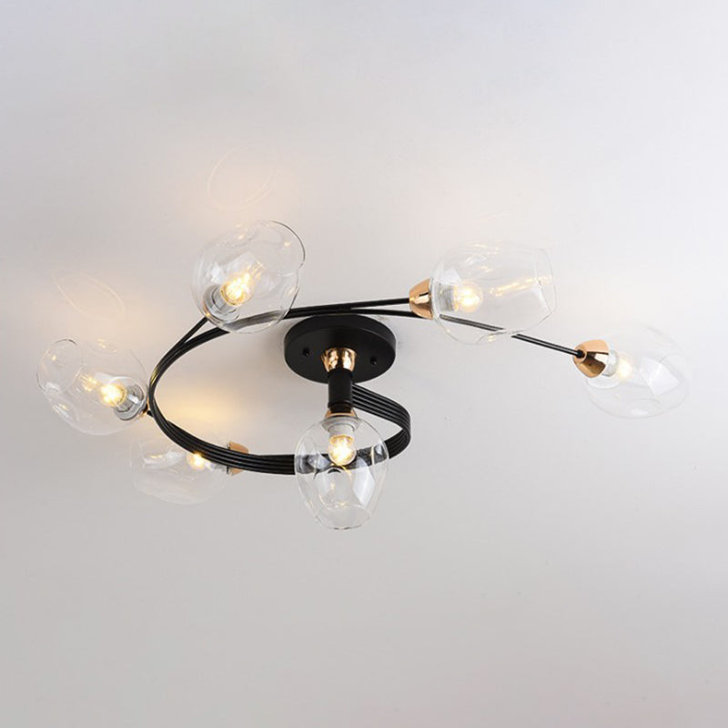 Nordic Bell Shape Ceiling Light Glass Shade Multi Light Flush Mount Light for Bedroom
