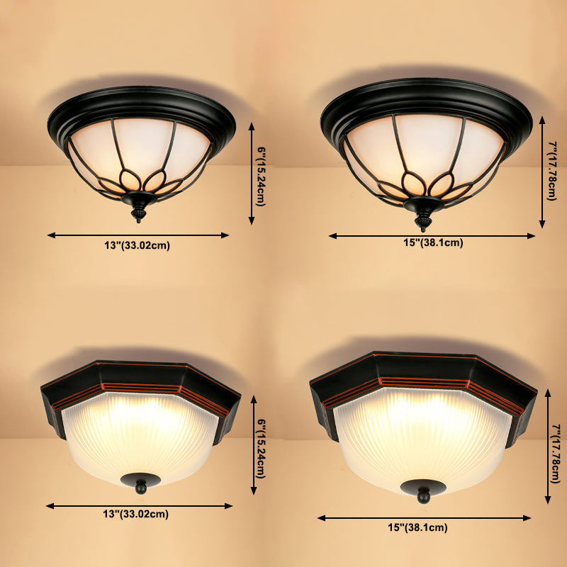 Glass Bowl Shape Flush Mount Light Fixture Simple Flush Mount Lamp