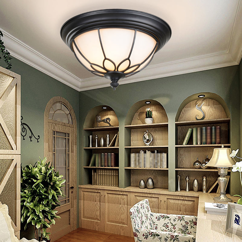 Glass Bowl Shape Flush Mount Light Fixture Simple Flush Mount Lamp