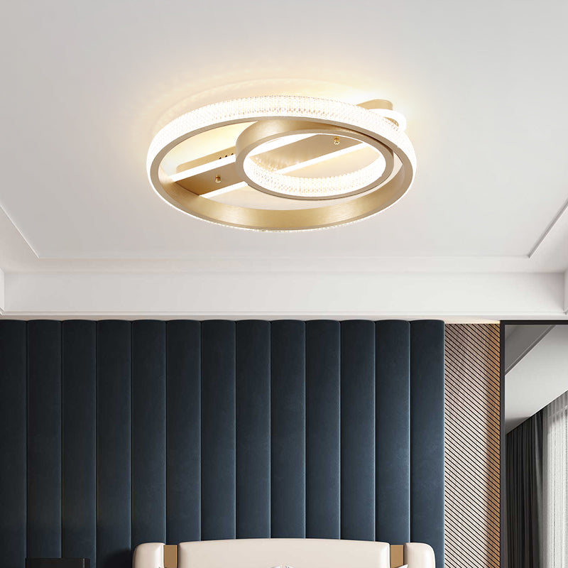 LED Flush Mounted Ceiling Lights with Acrylic Shade Gold Simplicity Lighting Fixture