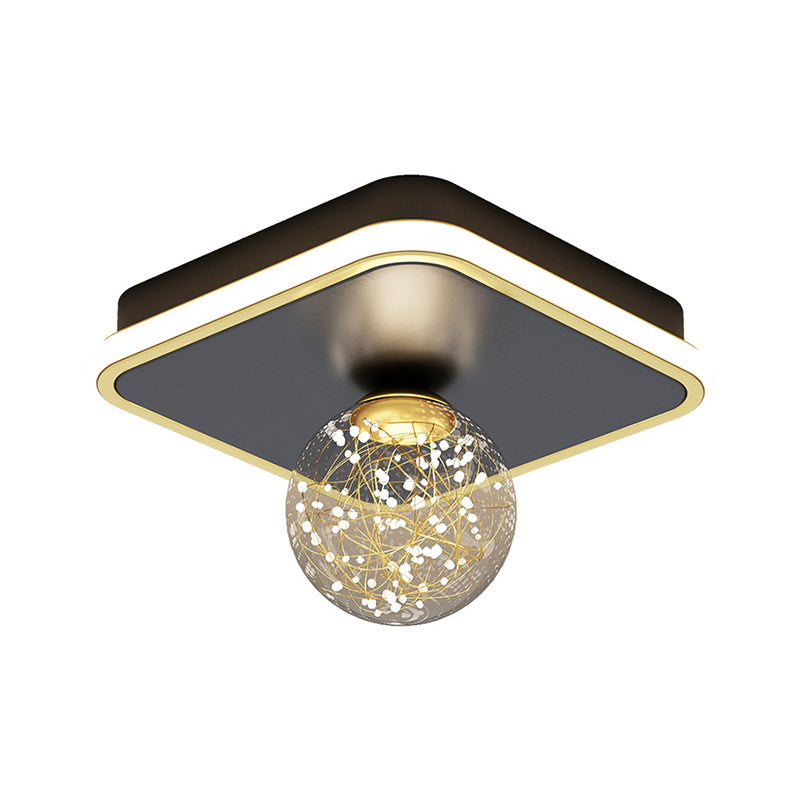 Lámpara empotrada de esfera contemporánea, lámpara de techo empotrada de metal con 2 luces, en negro