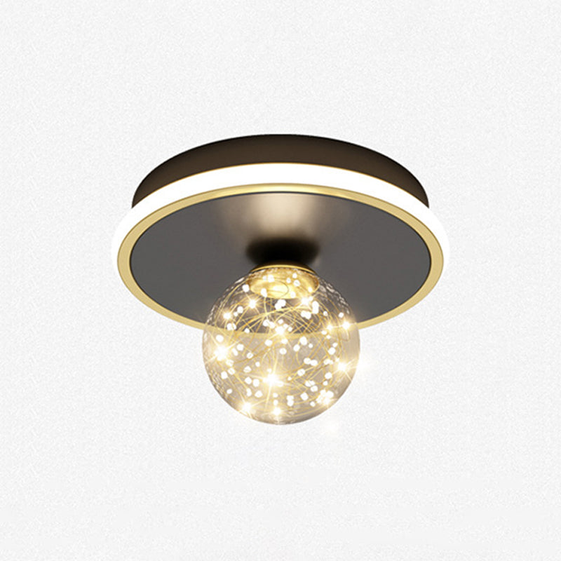 Contemporary Sphere Flush Light Fixture Metallo 2 Luce Flush Mount Plafoniera in Nero