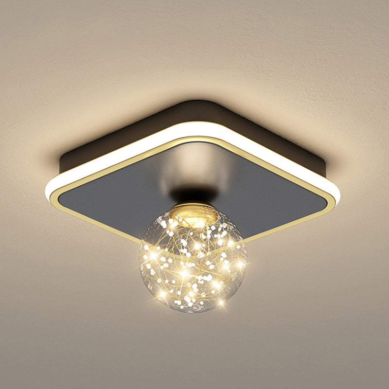 Lámpara empotrada de esfera contemporánea, lámpara de techo empotrada de metal con 2 luces, en negro