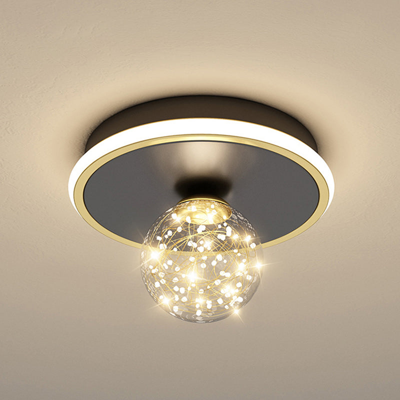 Lámpara empotrada de esfera contemporánea, lámpara de techo empotrada de metal con 2 luces, en negro