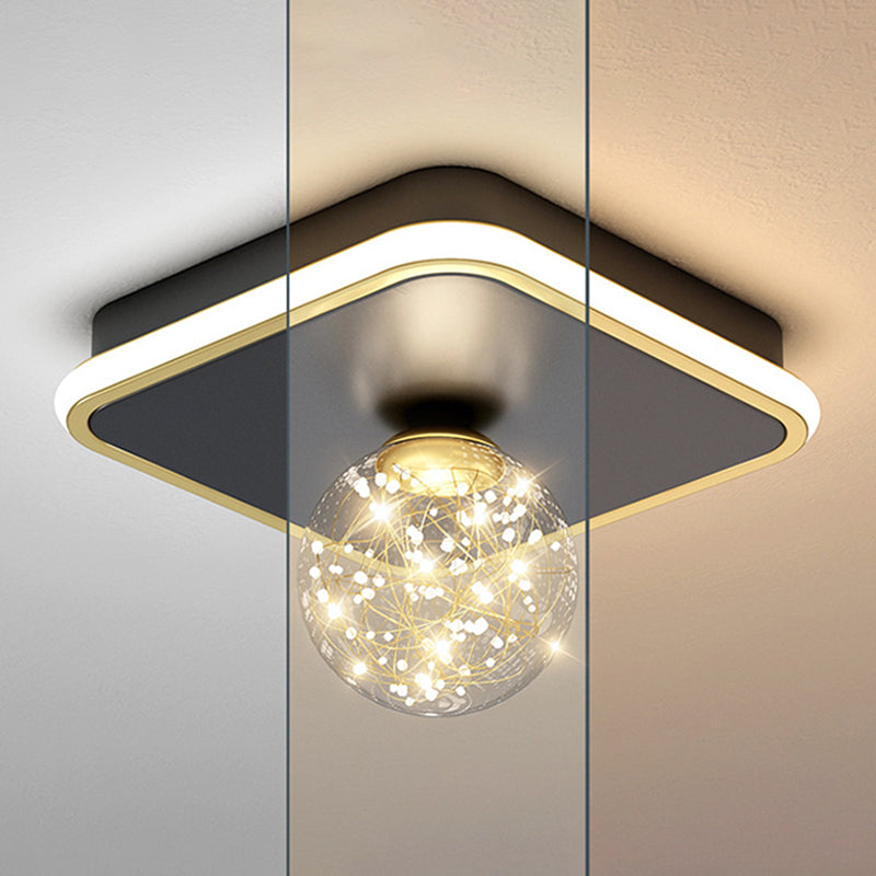 Lámpara empotrada de esfera contemporánea, lámpara de techo empotrada de metal con 2 luces, en negro