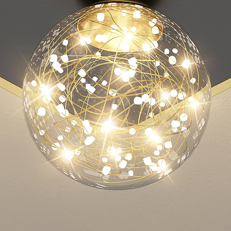 Lámpara empotrada de esfera contemporánea, lámpara de techo empotrada de metal con 2 luces, en negro