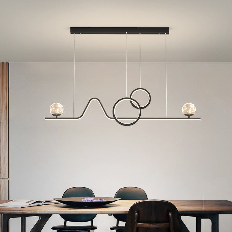Nordic Metal Island Light Geometric 39.5" Wide Multi Light Island Pendant for Dining Room
