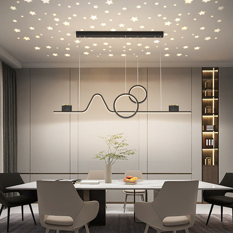 Nordic Metal Island Light Geometric 39.5" Wide Multi Light Island Pendant for Dining Room