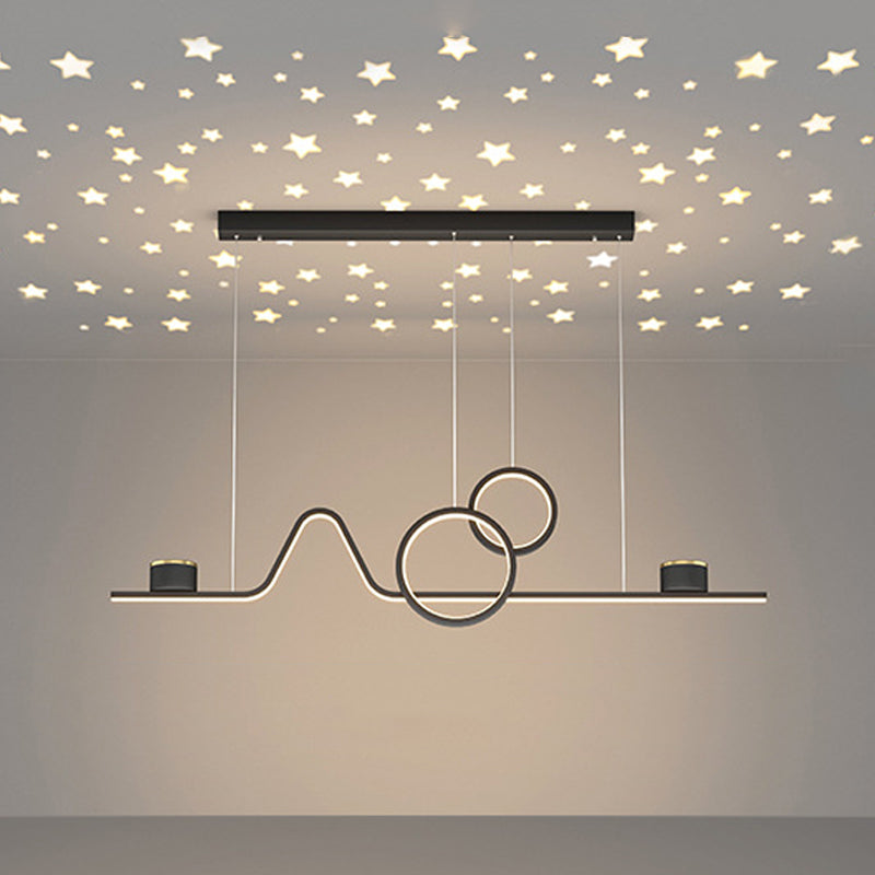 Nordic Metal Island Light Geométrico 39.5 "de ancho Multi Light Island Colgante para comedor