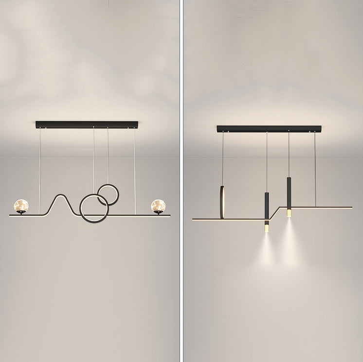 Nordic Metal Island Light Geométrico 39.5 "de ancho Multi Light Island Colgante para comedor