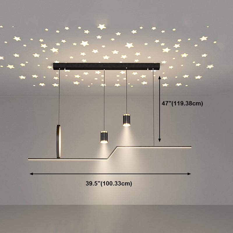 Nordic Metal Island Light Geometric 39.5" Wide Multi Light Island Pendant for Dining Room