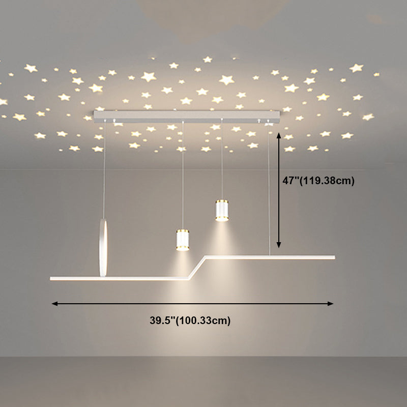Nordic Metal Island Light Geometric 39.5" Wide Multi Light Island Pendant for Dining Room