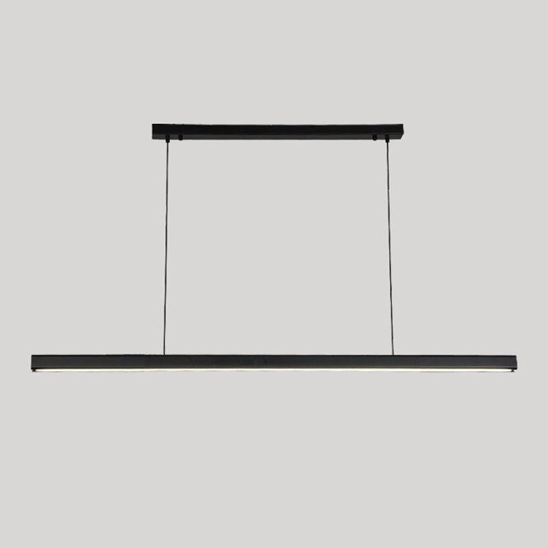 Modern Metal Island Light Strip Colgante de isla LED negra para comedor