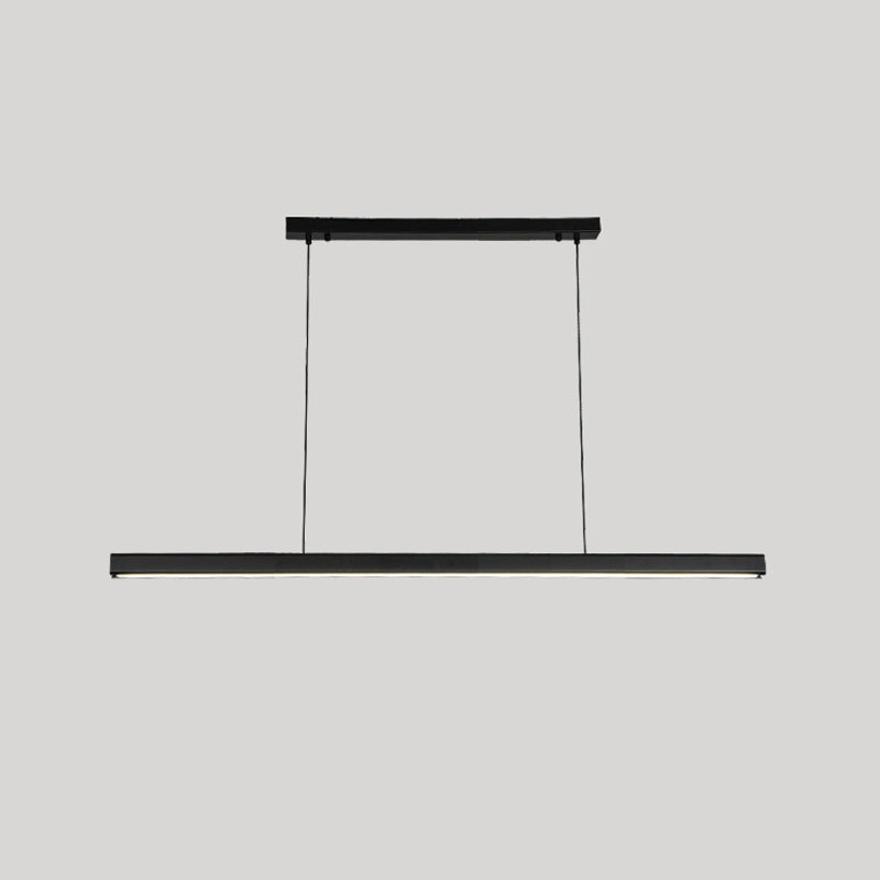 Modern Metal Island Light Strip Colgante de isla LED negra para comedor