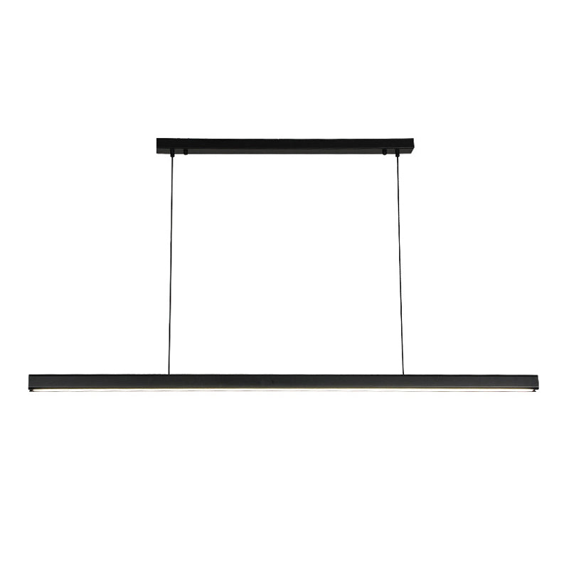 Modern Metal Island Light Strip Colgante de isla LED negra para comedor