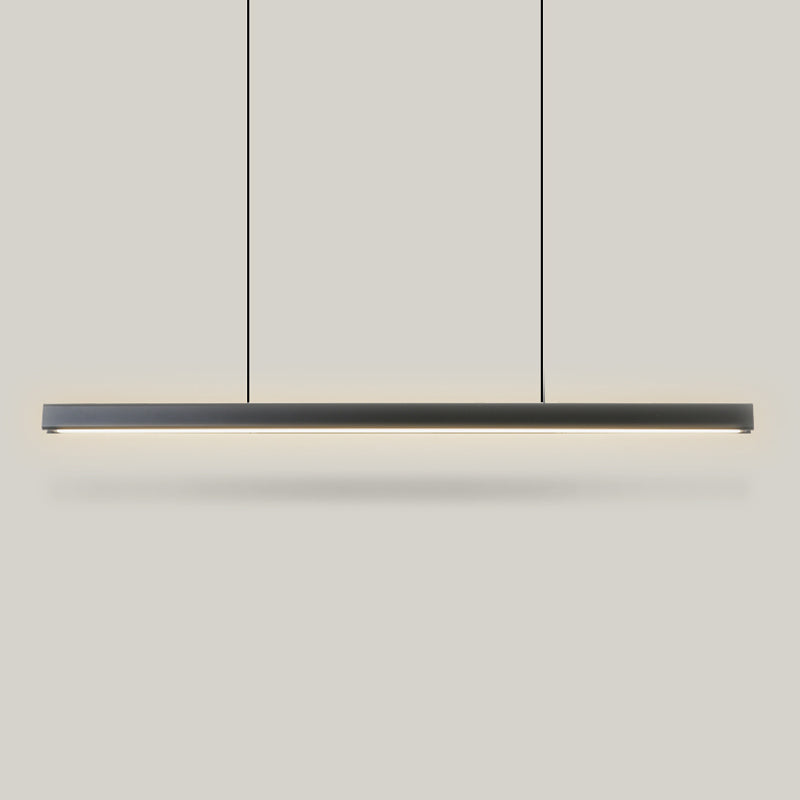 Modern Metal Island Light Strip Black LED Island Pendant for Dining Room