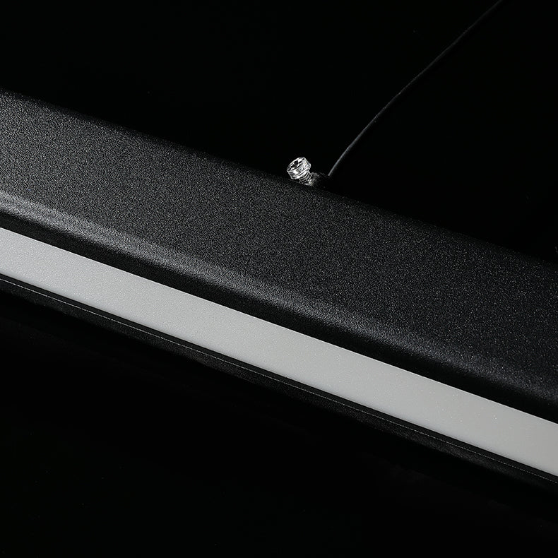 Modern Metal Island Light Strip Colgante de isla LED negra para comedor