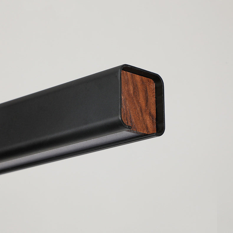 Modern Metal Island Light Strip Colgante de isla LED negra para comedor