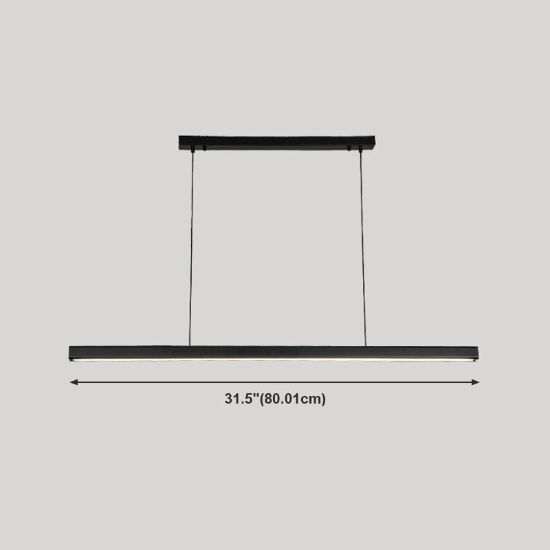 Modern Metal Island Light Strip Colgante de isla LED negra para comedor