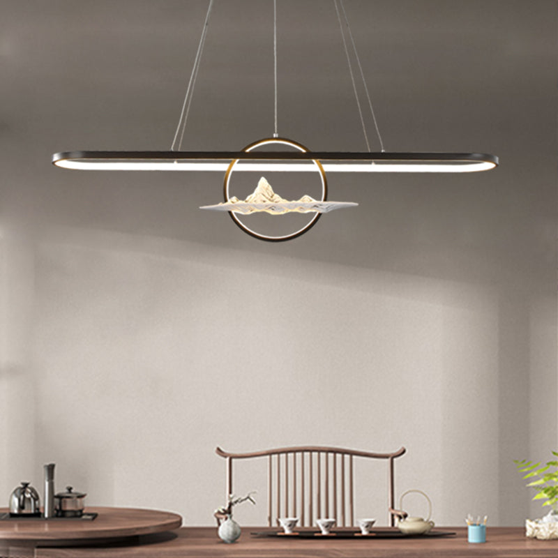 Luces colgantes de forma lineal Estilo contemporáneo de metal de metal de 2 luces de iluminación colgante