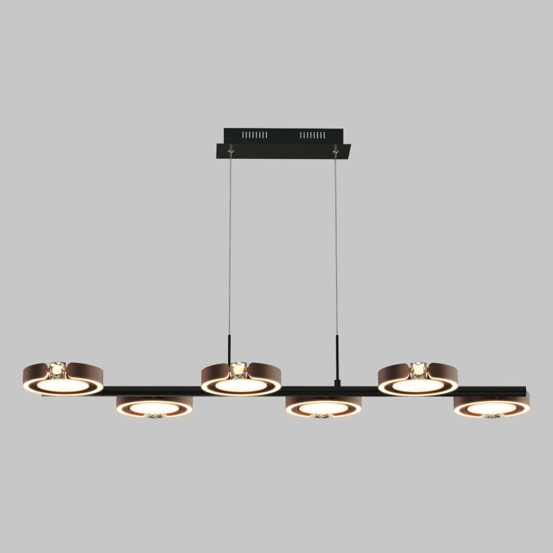 Nordic Metal Island Light 6 Lights Island Colgante con cristal para el comedor