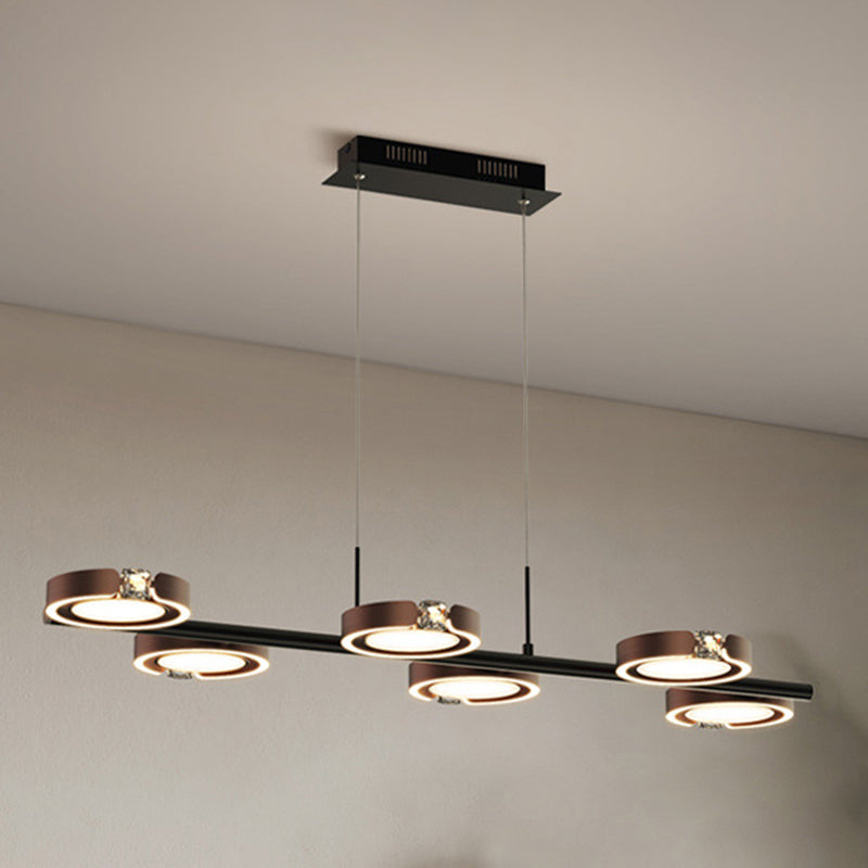 Nordic Metal Island Light 6 Lights Island Colgante con cristal para el comedor