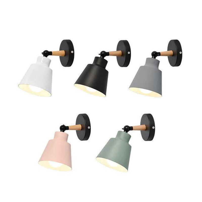 Nordic Metall Wall Light 5 "breite Makkaronwandleuchten mit Holz für Wohnzimmer