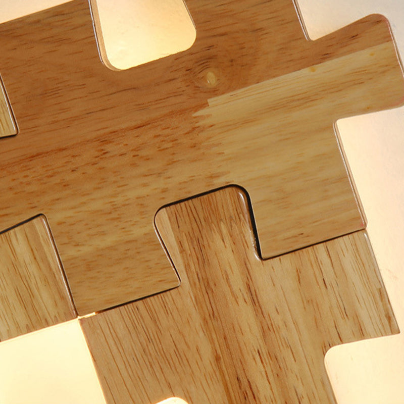 Nordic Style Wood Mur Light Puzzle Shape Murd Sconce pour le salon