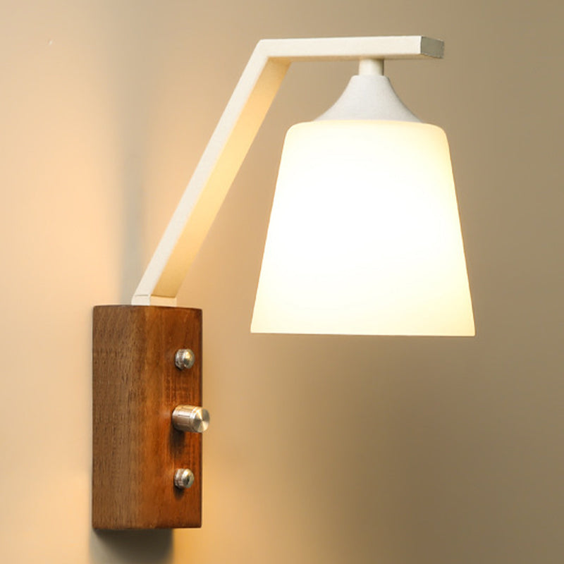Nordic Style Glass Wall Light Geometrische 1 leichte Wandleuchten mit Holz für Schlafzimmer