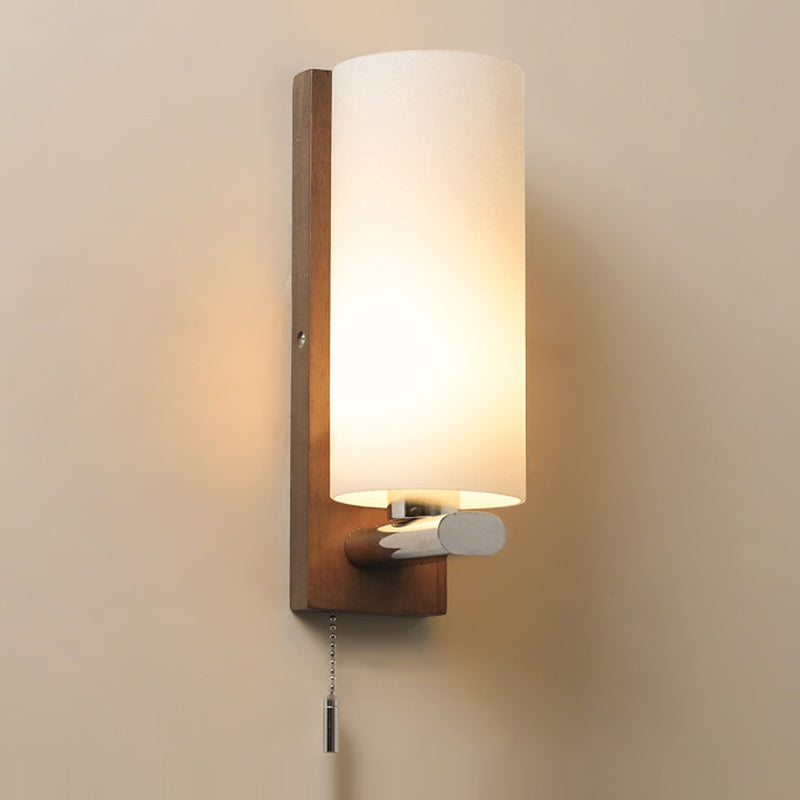Nordic Style Glass Wall Light Geometrische 1 leichte Wandleuchten mit Holz für Schlafzimmer