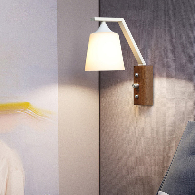 Nordic Style Glass Wall Light Geometrische 1 leichte Wandleuchten mit Holz für Schlafzimmer