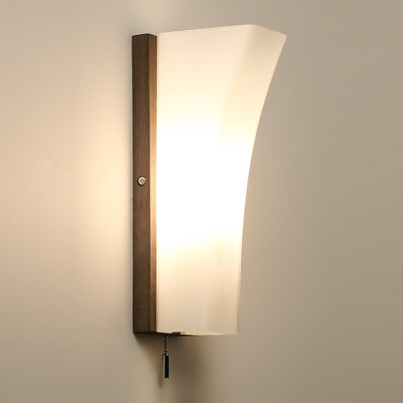 Nordic Style Glass Wall Light Geometrische 1 leichte Wandleuchten mit Holz für Schlafzimmer