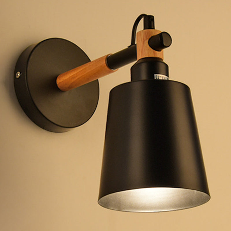 Murale en métal moderne Lumière Single Light Murce Murce avec bois pour la chambre