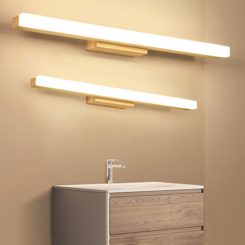 1 luz de pared lineal de luz iluminación de pared de madera de estilo moderno para baño de ducha