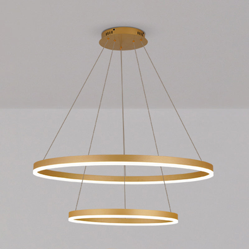 Nordic Layered Chandelier Metal Circle Chandelier Pendant for Living Room