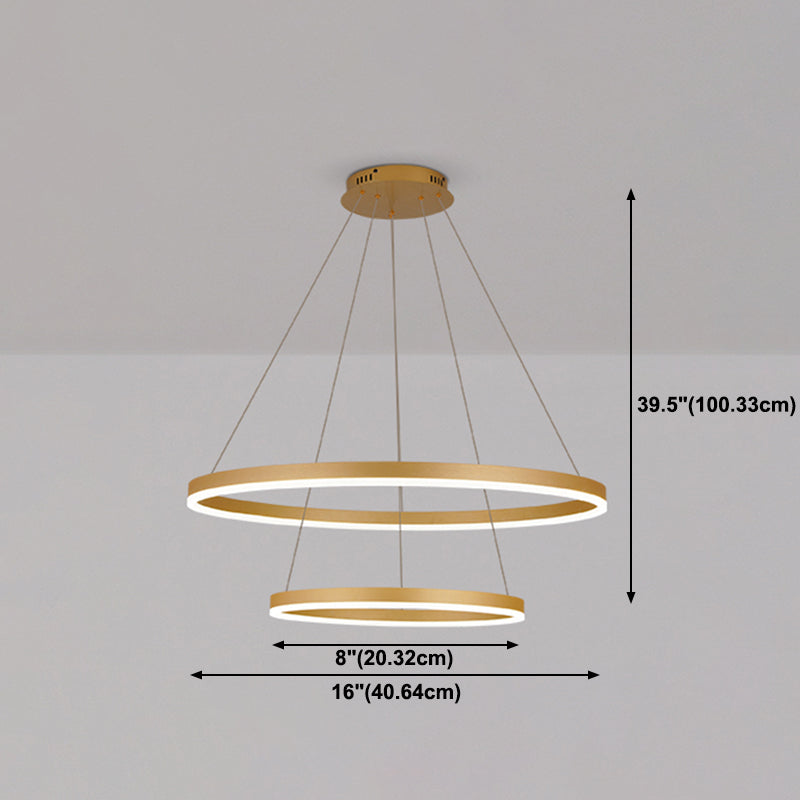 Nordic Layered Chandelier Metal Circle Chandelier Pendant for Living Room